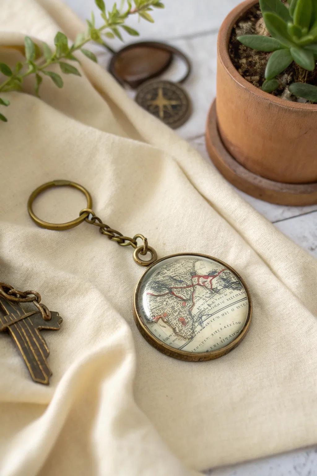 Carry your memories with you – these vintage map keychains are the perfect blend of nostalgia and style.