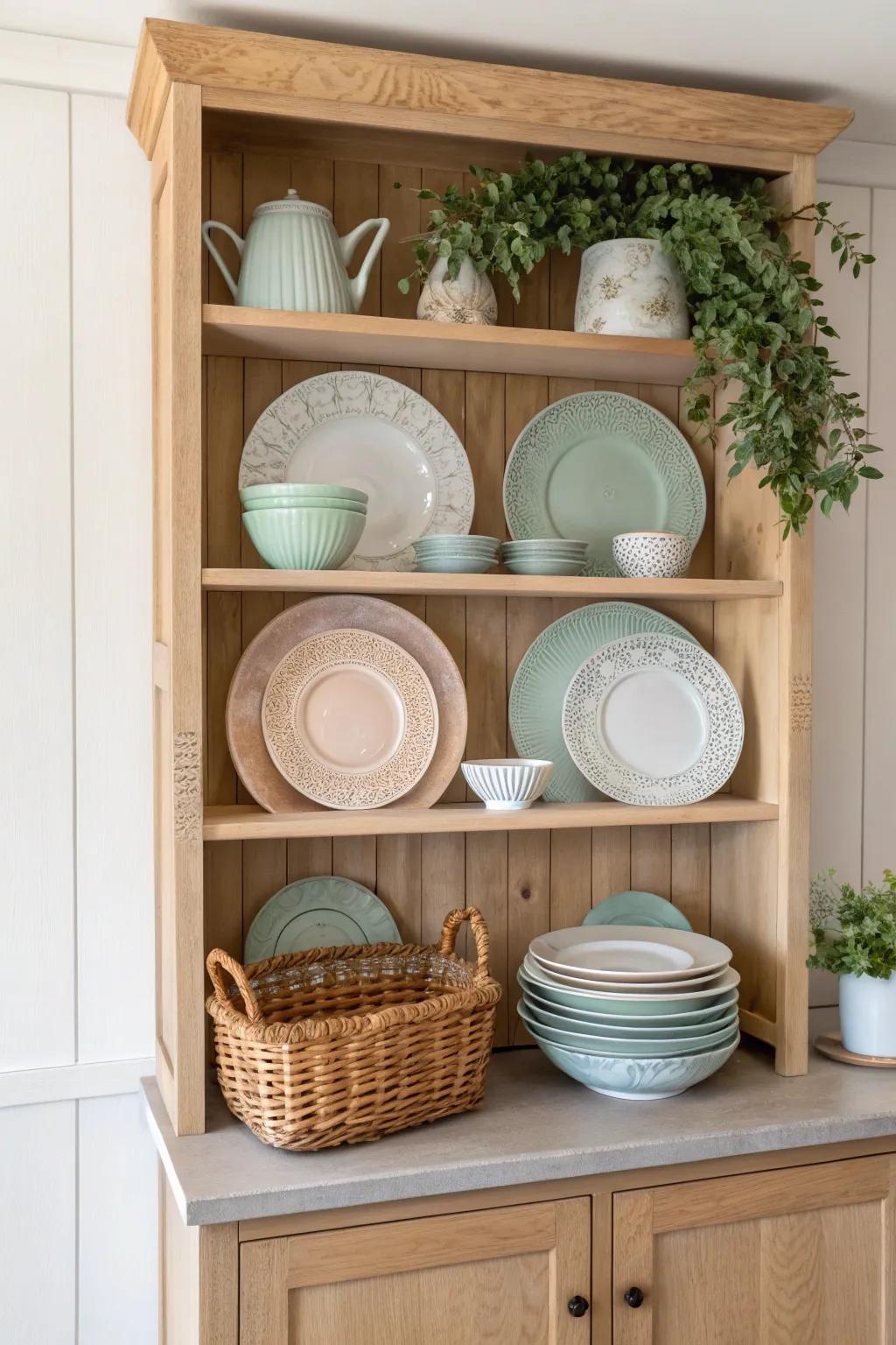 Elevate your kitchen with a stunning vintage plate display that combines minimalist elegance and Boho charm.