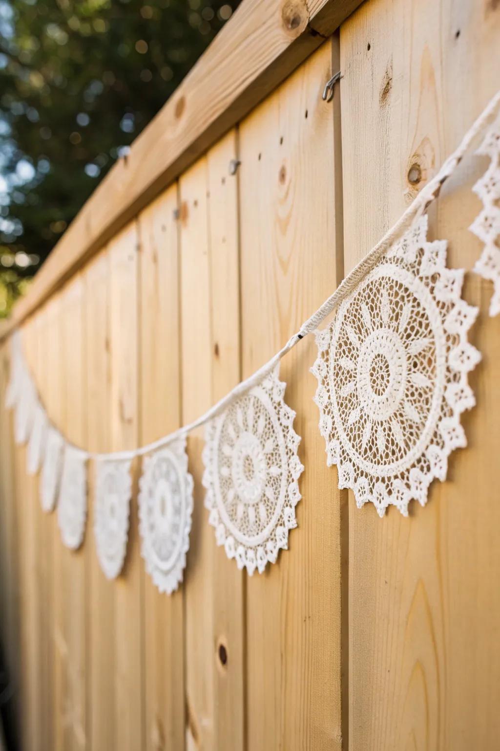 Embrace timeless elegance with a lace doily garland, perfect for adding a vintage touch to any celebration.