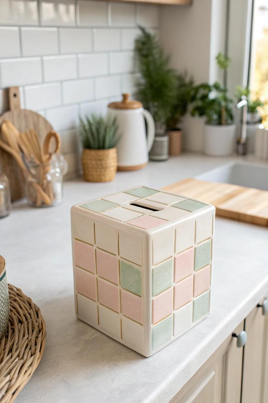 Elevate your savings game with a DIY ceramic tile piggy bank that doubles as chic kitchen decor.