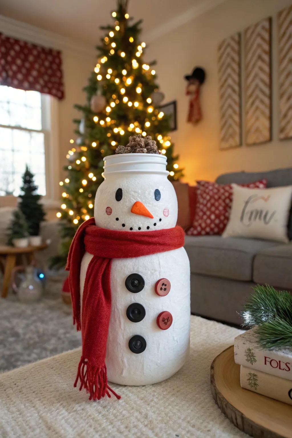 These mason jar snowmen are perfect for gifts or holiday decor.