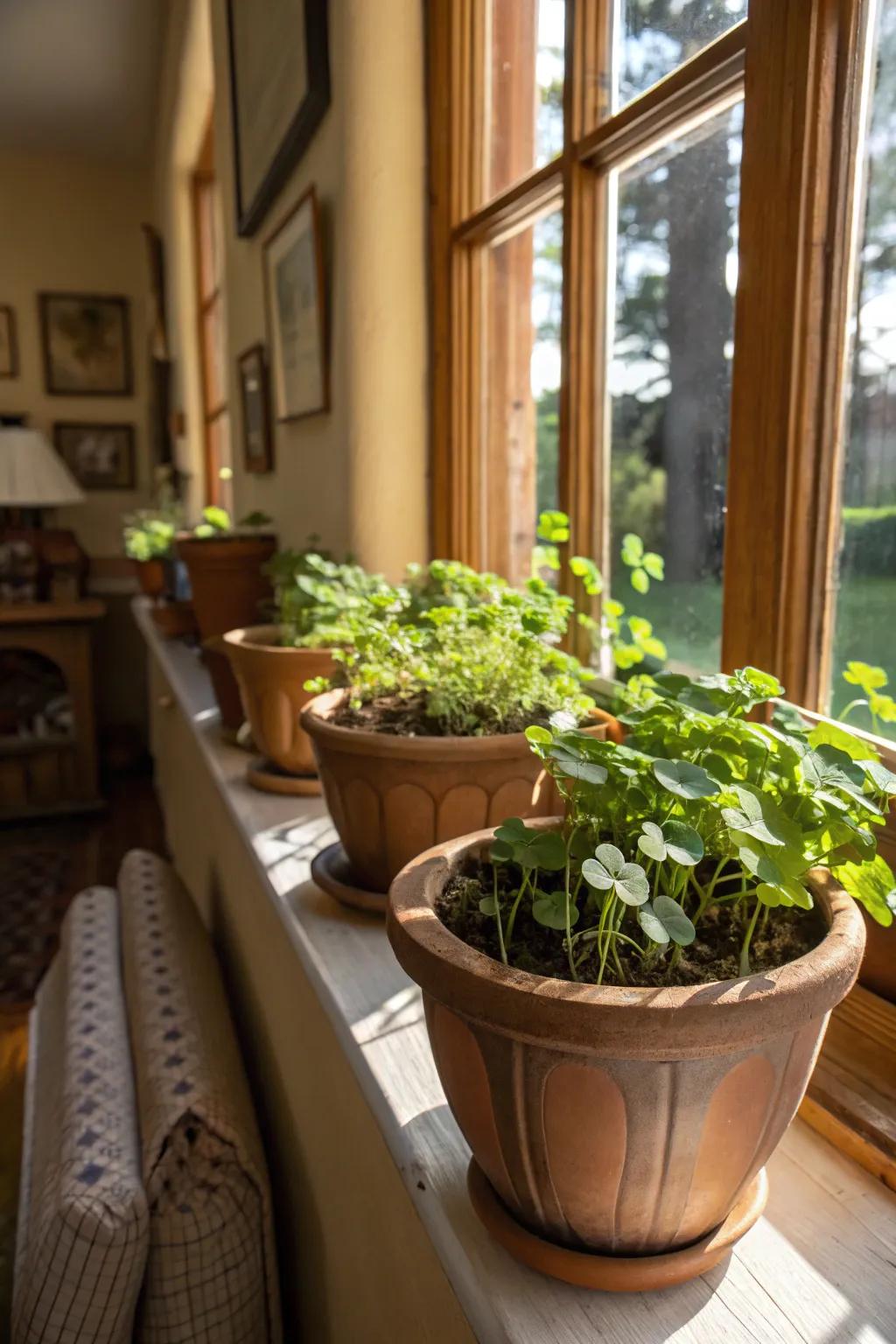 Invite luck into your home with charming pots of clover.