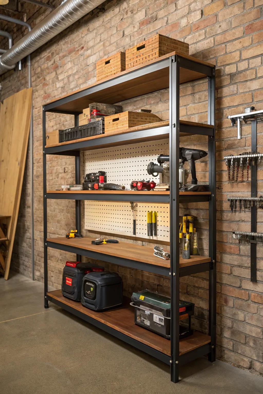 Transform your workspace with stylish and adaptable shelving solutions for all your DIY needs.
