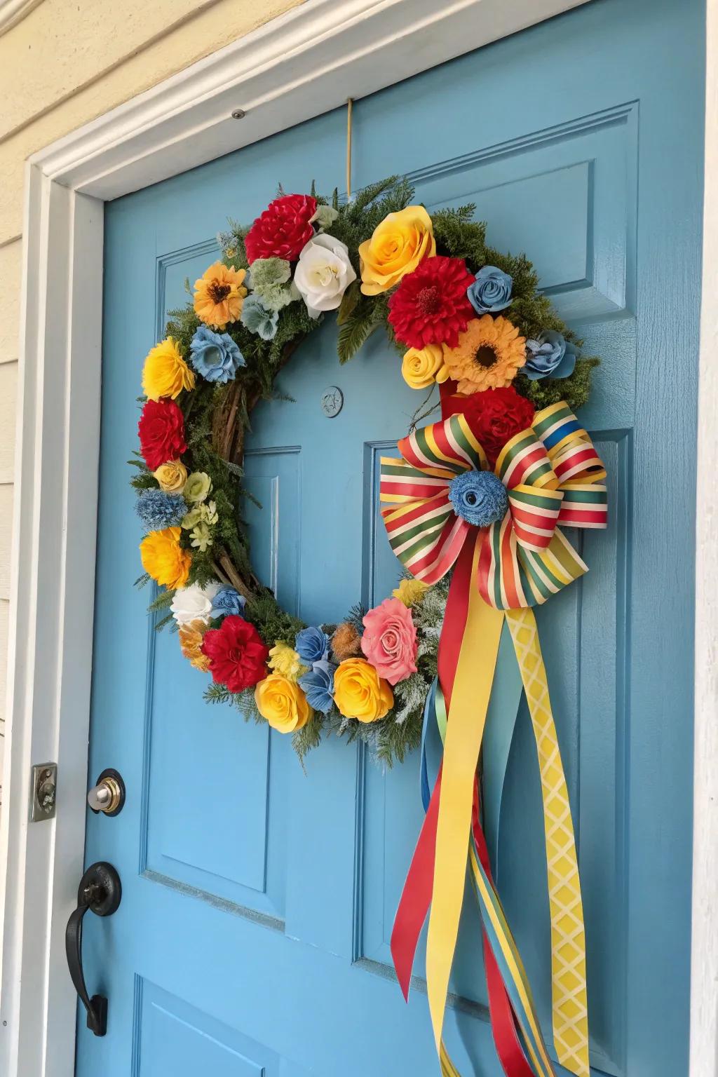 Craft charming rosettes with a ribbon wreath.