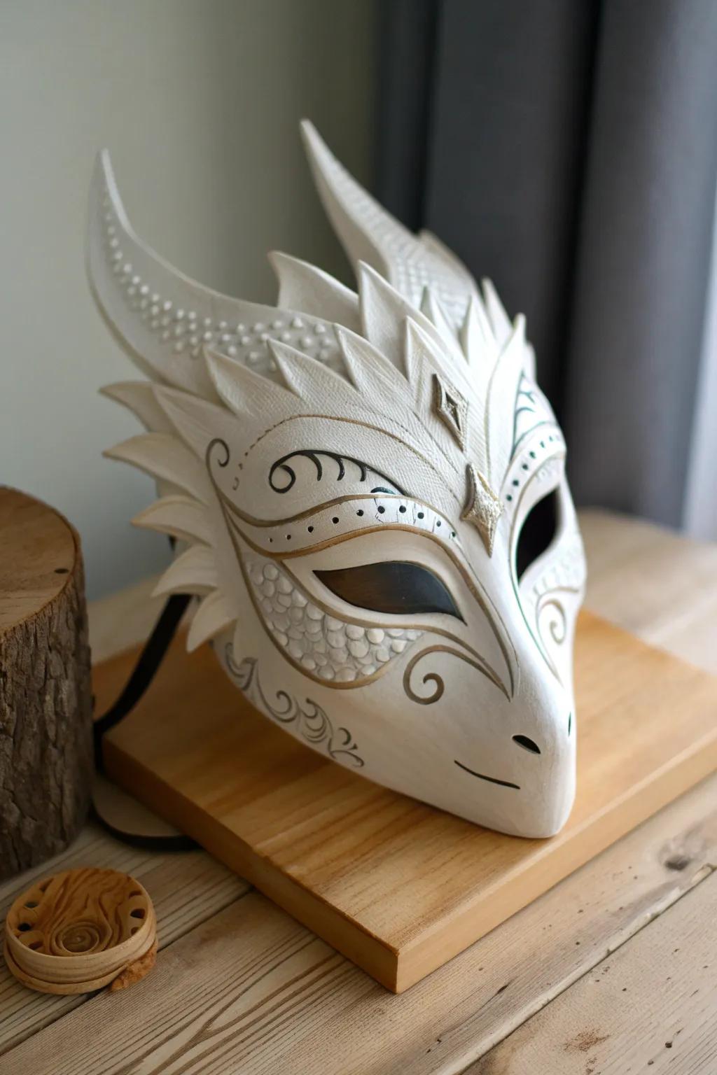 Illuminate your creativity with a glow-in-the-dark dragon mask, where minimalist elegance meets mystical charm.