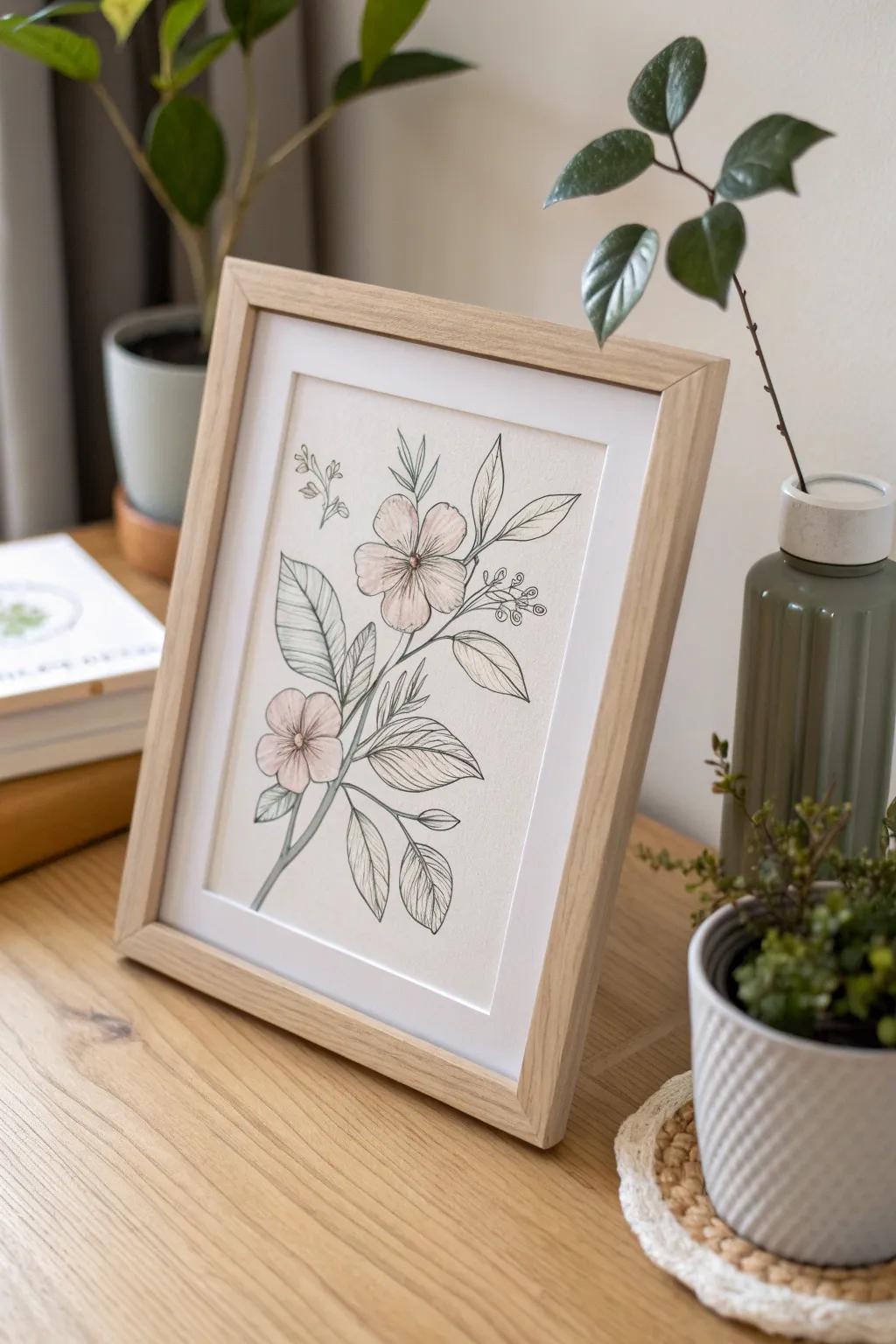 Embrace the art of nature with delicate botanical sketches that bring the outdoors in.