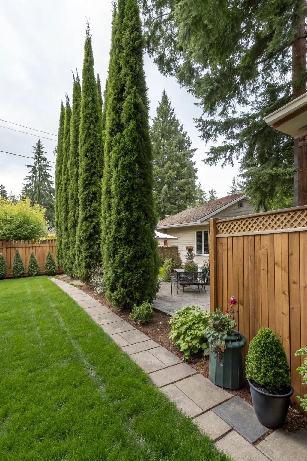 Evergreen trees offer a year-round solution for natural privacy.