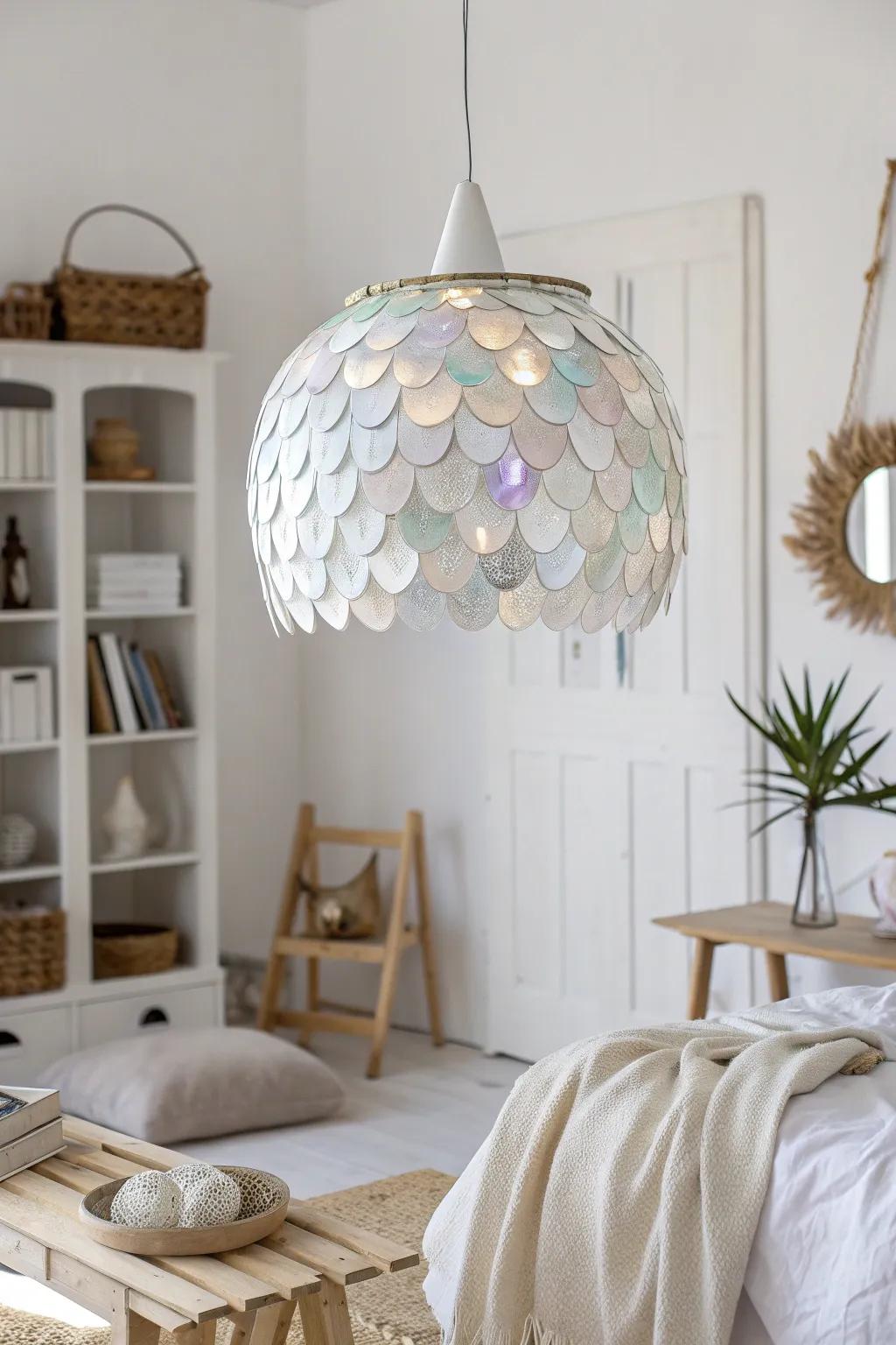 Illuminate your space with a touch of glamour through a shimmering DVD lampshade.