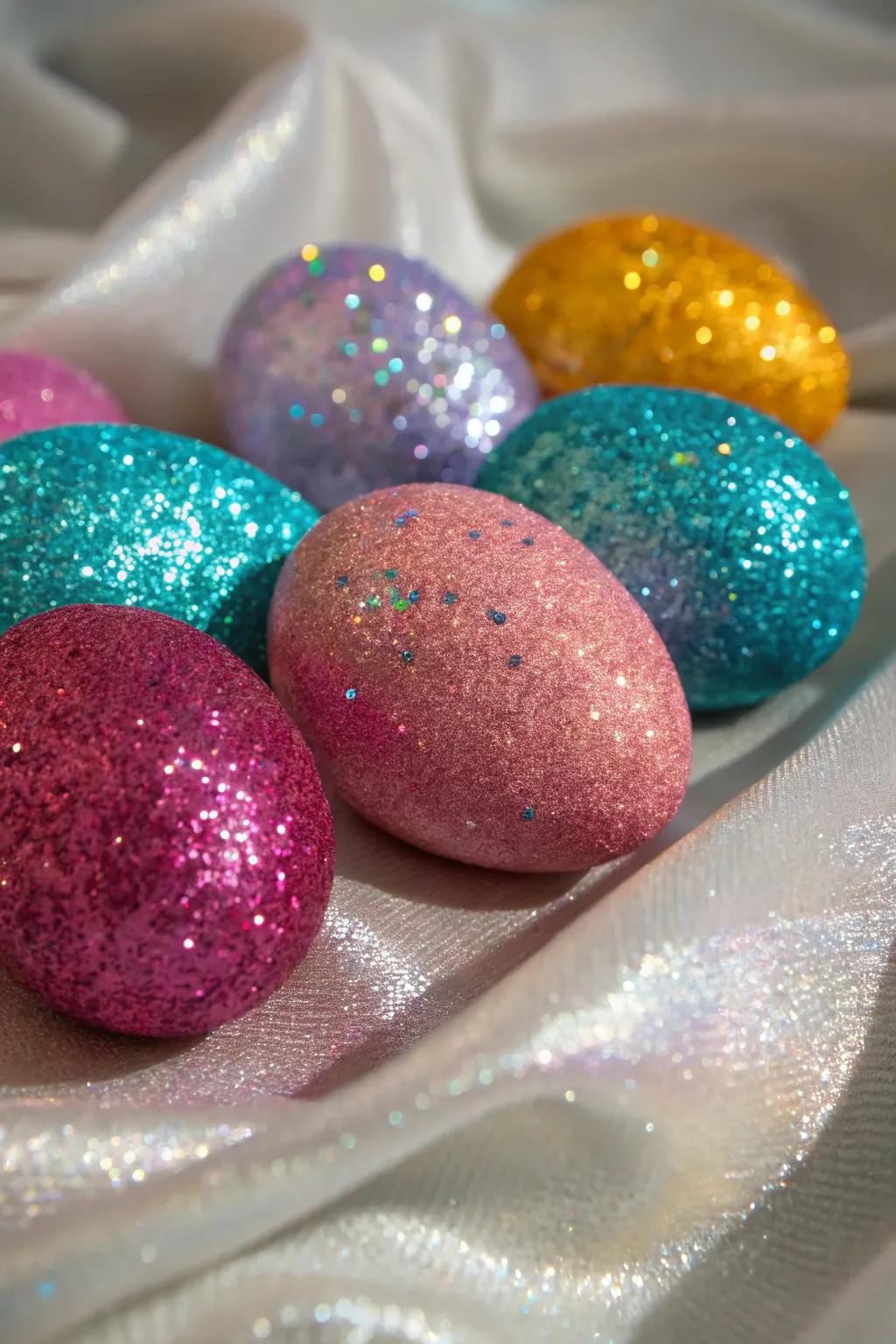 Glitter glam eggs bring sparkle and shine to your Easter festivities.