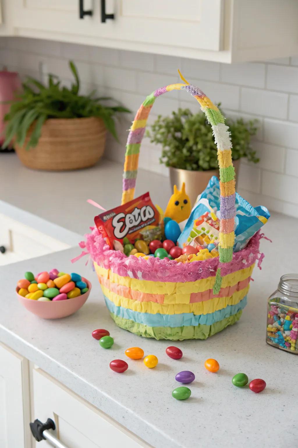 A playful Easter basket pinata filled with surprises and joy.