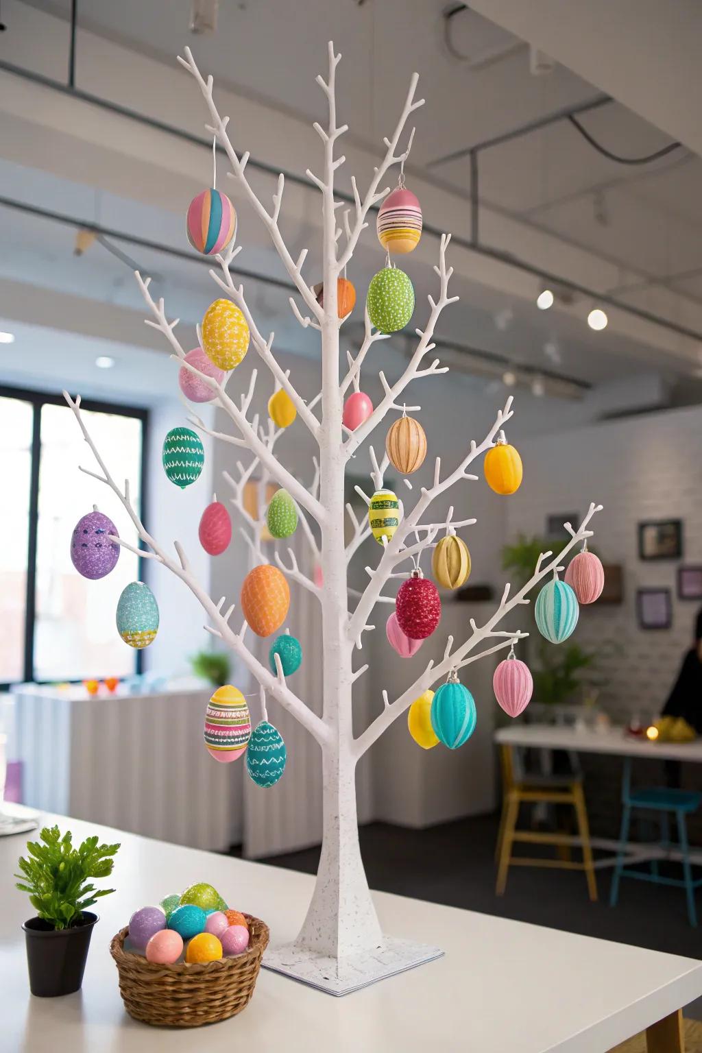 A crafty 3D paper Easter egg tree that adds texture and creativity to your decor.