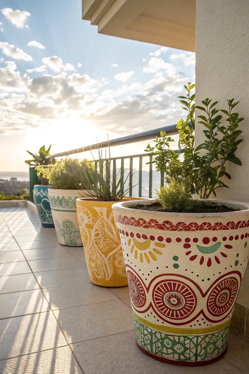 Stylish planters add charm to any garden space.