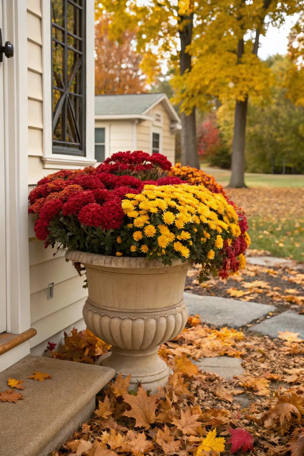 Classic mums offer a timeless touch to fall decor.