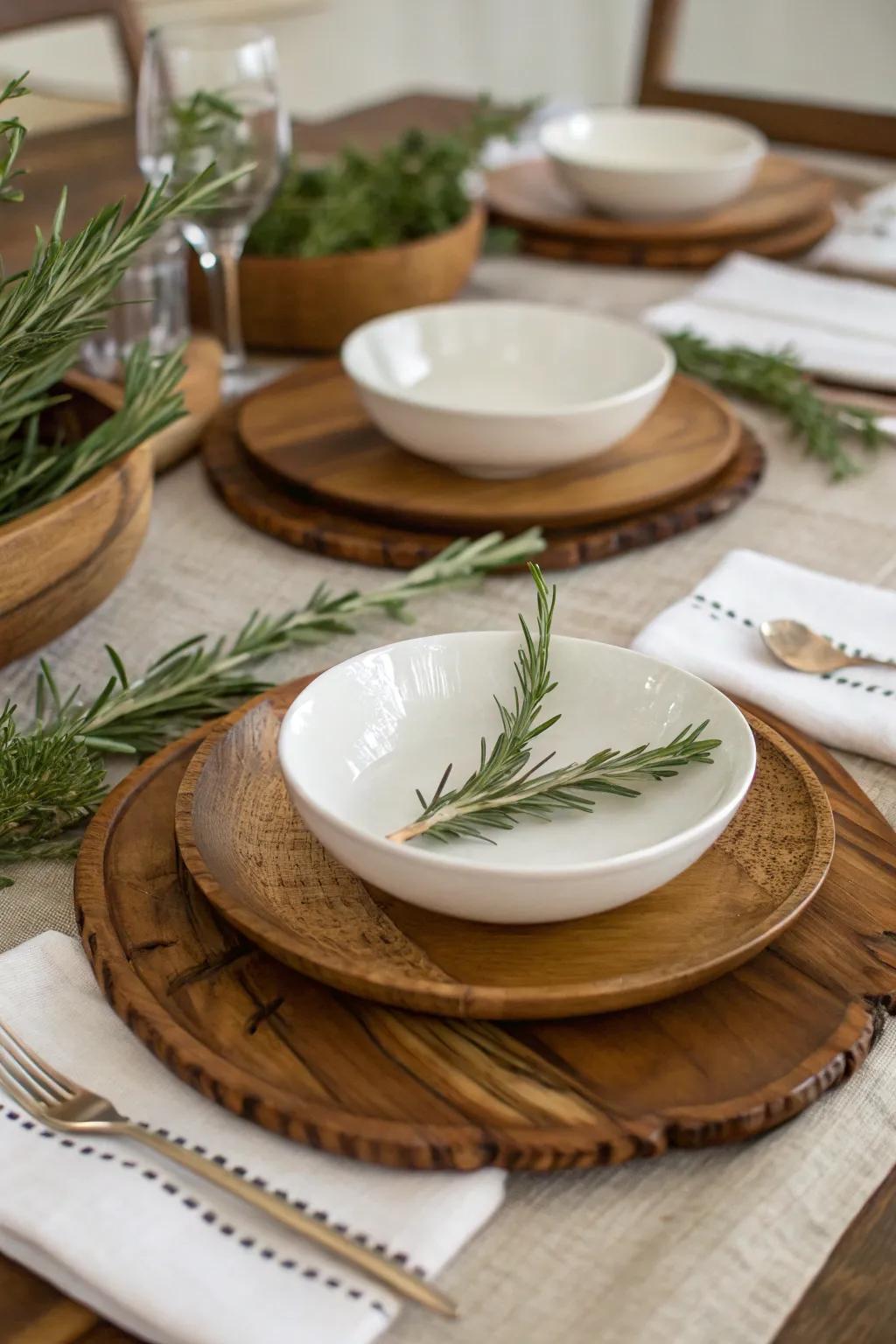 Elegant farmhouse-inspired table setting for Christmas.