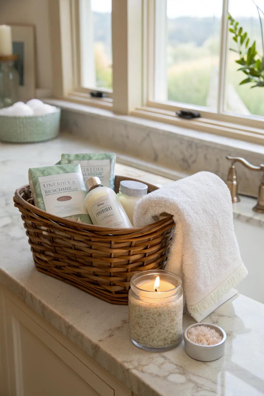 Encourage relaxation with dad's spa day basket.