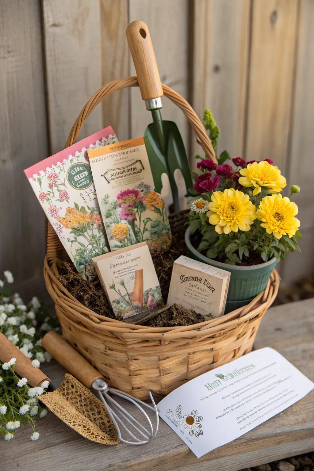 Gift your dad the joy of gardening with this personalized basket of Gardening Goodies!