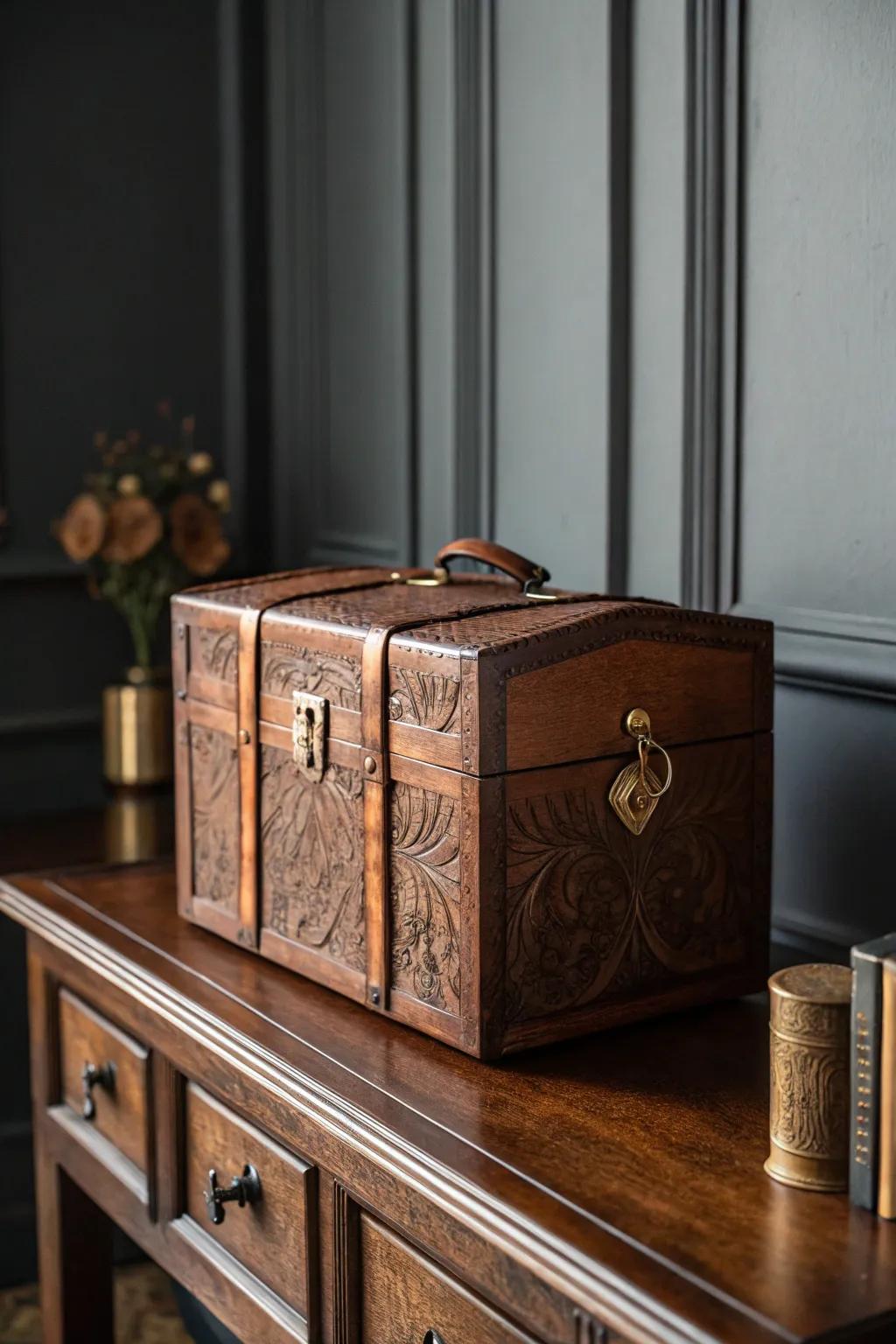 Elevate your space with this timeless and artistic hat box display.