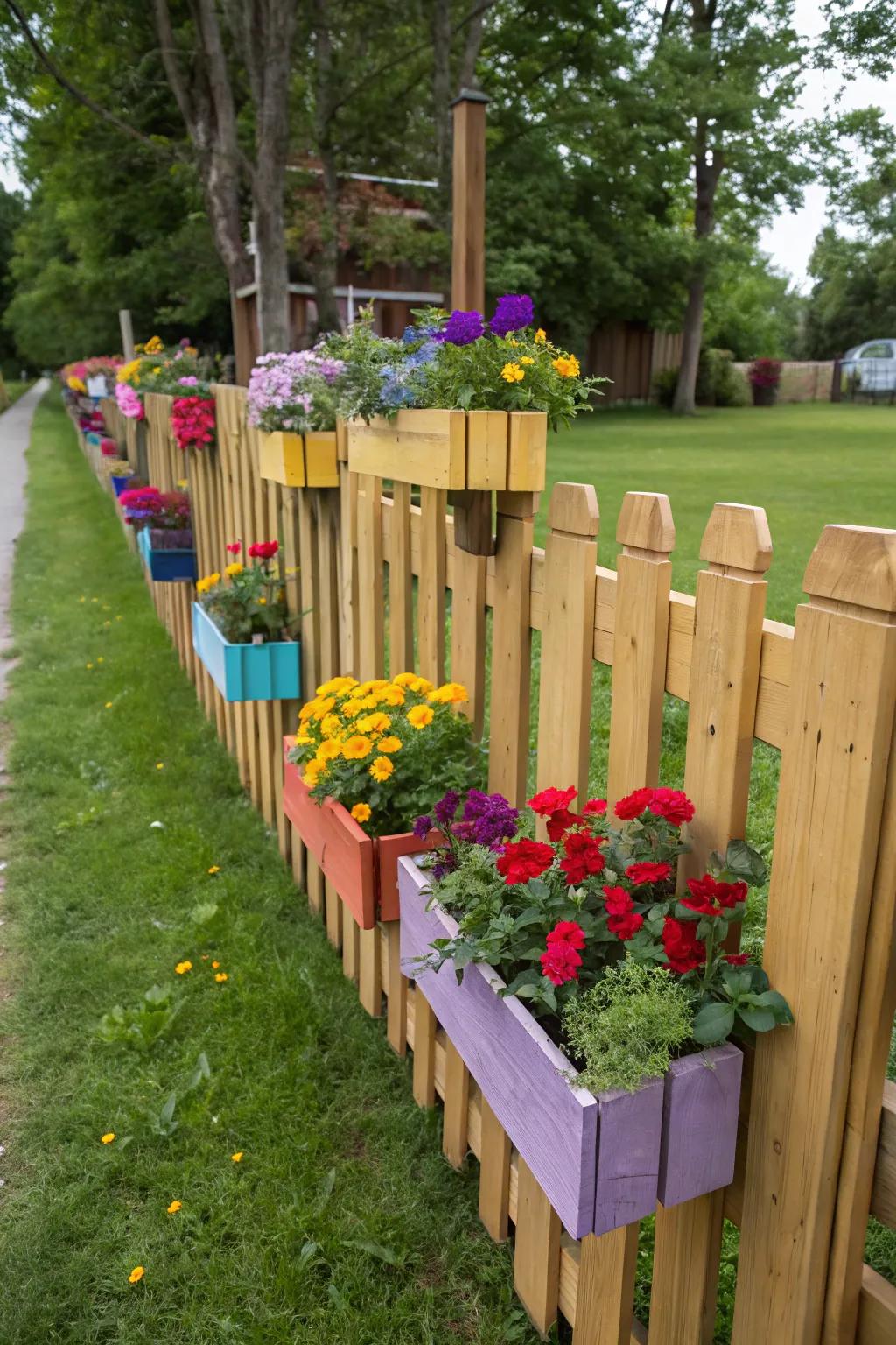 Artistic planter arrangements can transform your fence into a living masterpiece.