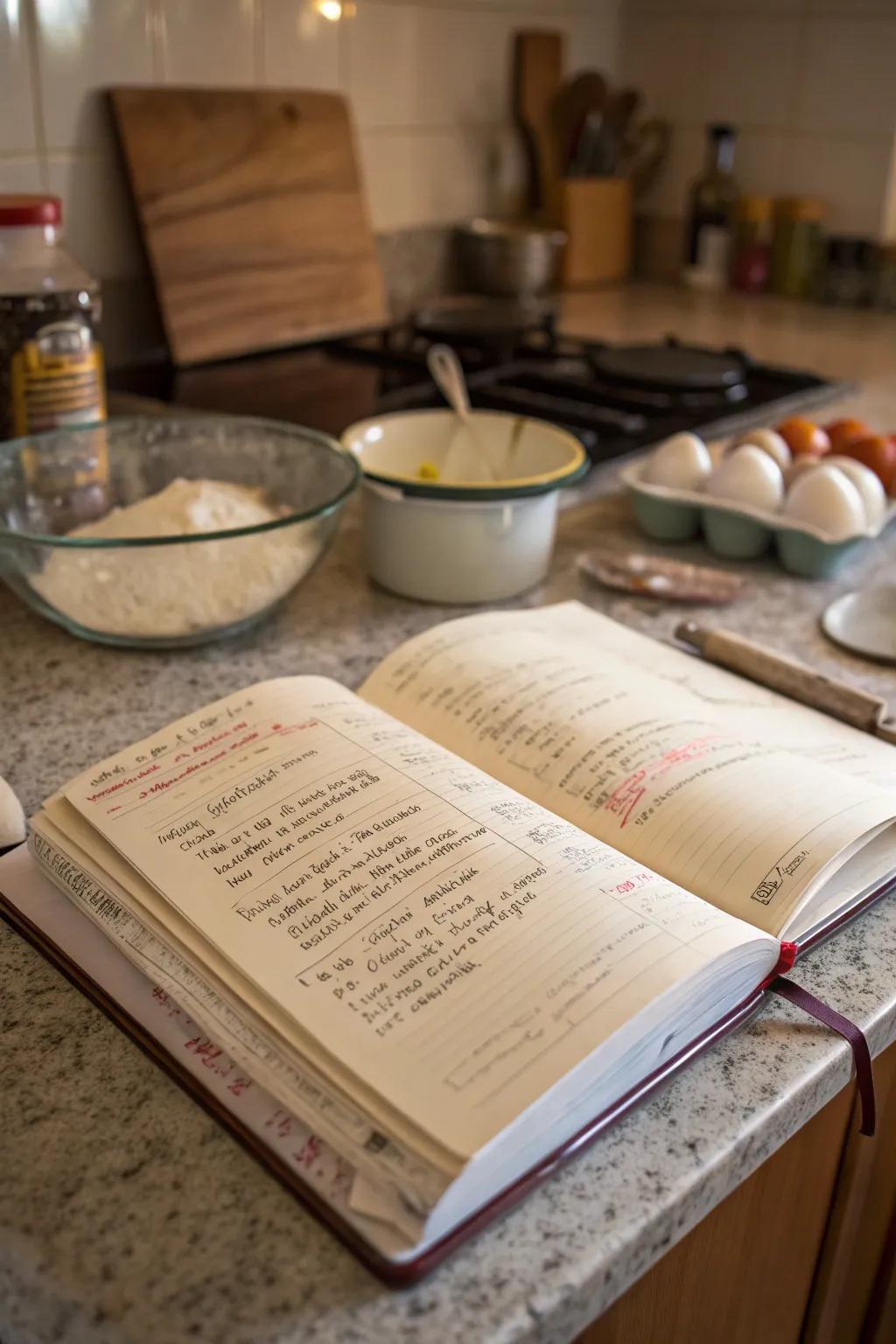 A personalized recipe book filled with cherished family recipes.