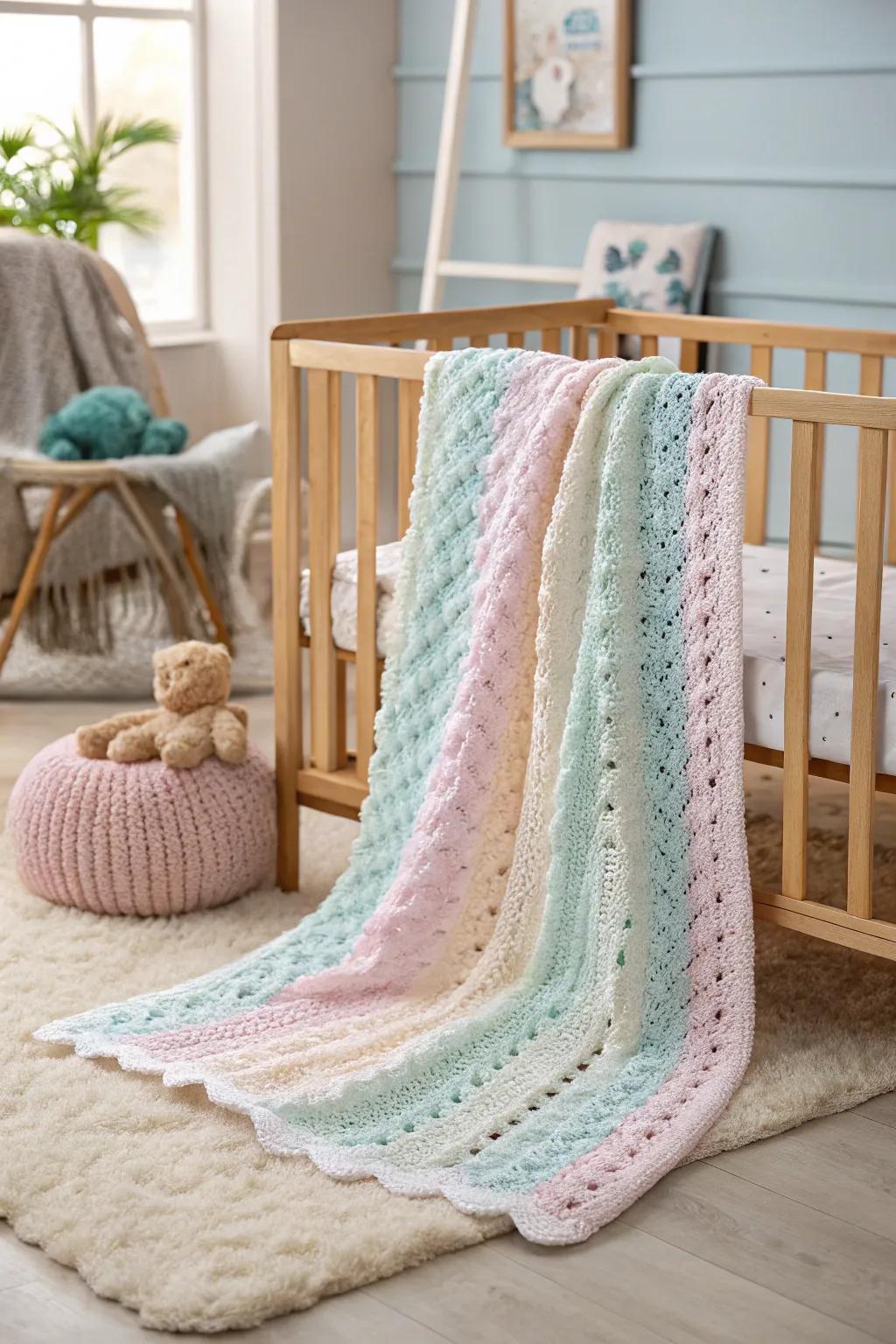 A ripple baby blanket, perfect for cuddling newborns.