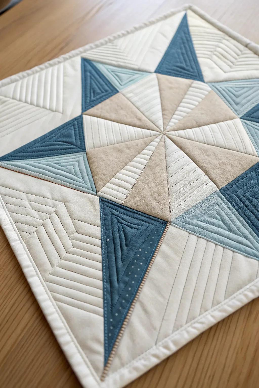 Discover the art of modern quilting with geometric flair.