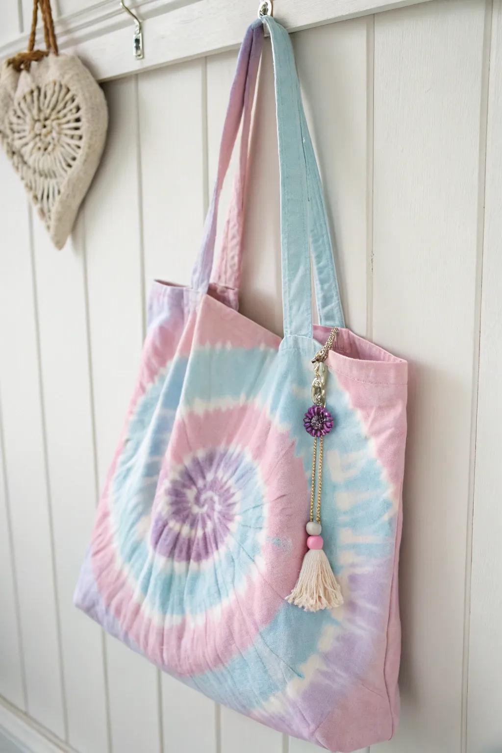 Add a splash of color to your style with this chic tie-dye tote bag!