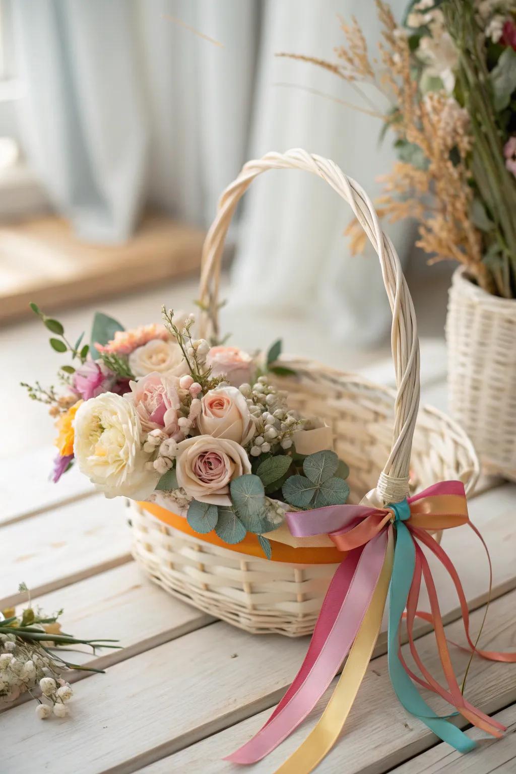 Add a splash of color and charm with floral accents for the perfect sun-kissed gift basket!