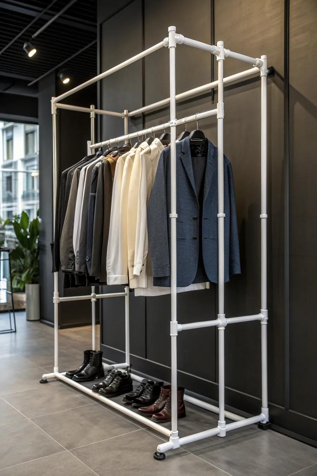 Elevate your style game with a custom PVC pipe clothing rack that marries form and function.