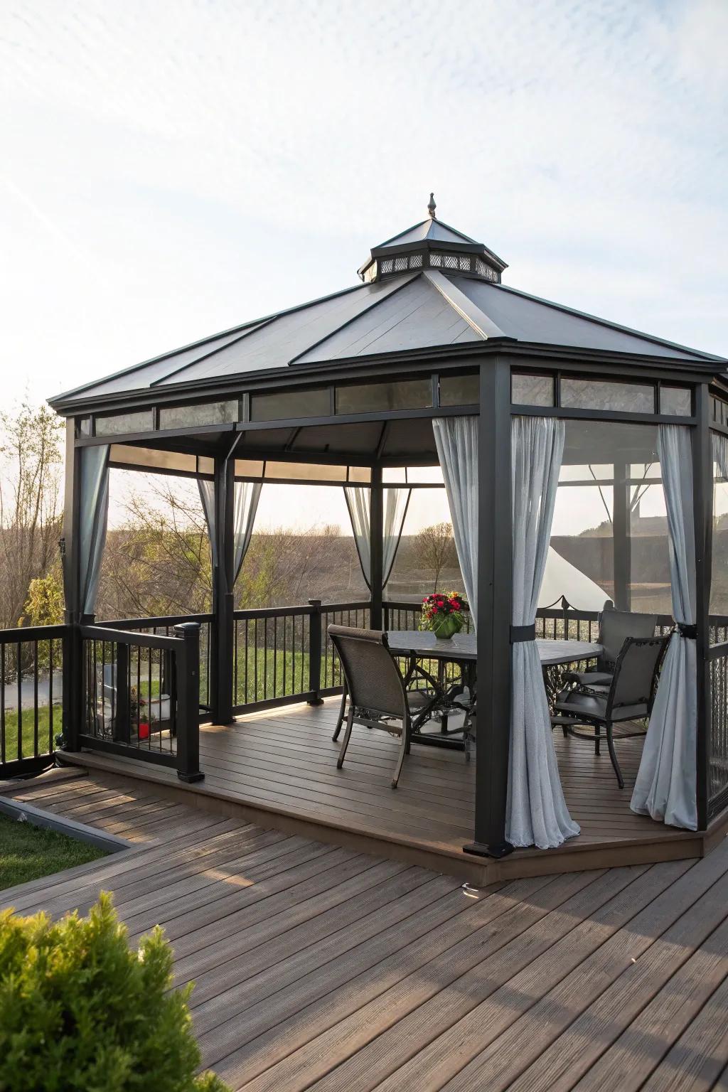 Enjoy your deck all year with an all-weather gazebo.