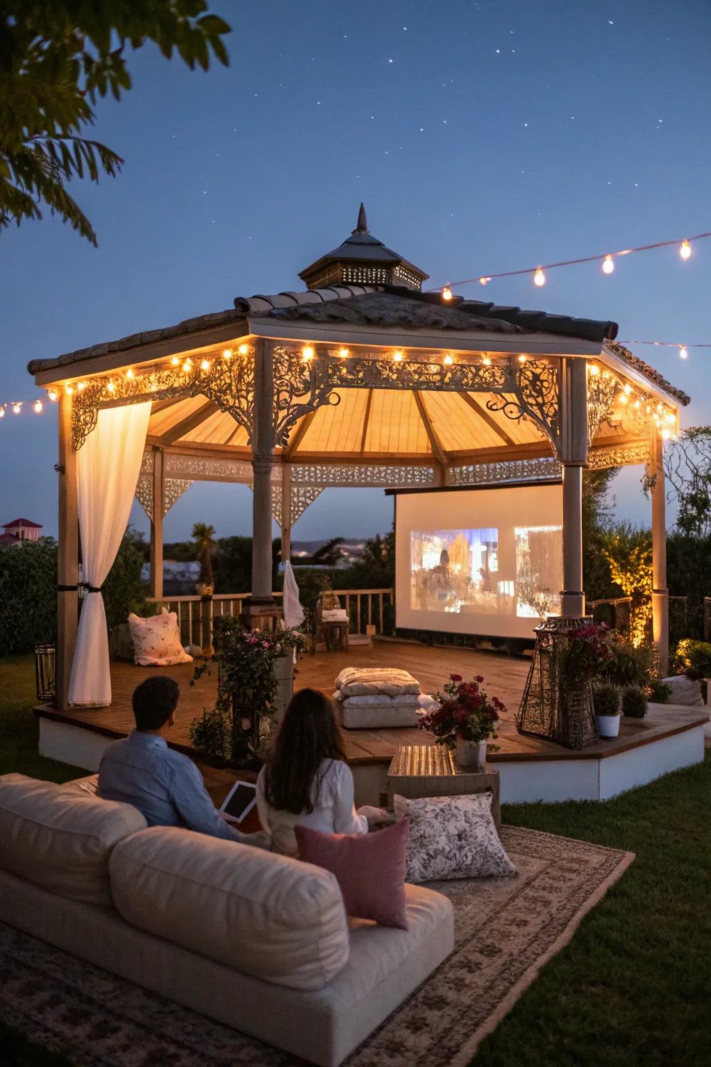 A projector offers a cinematic experience in your outdoor space.