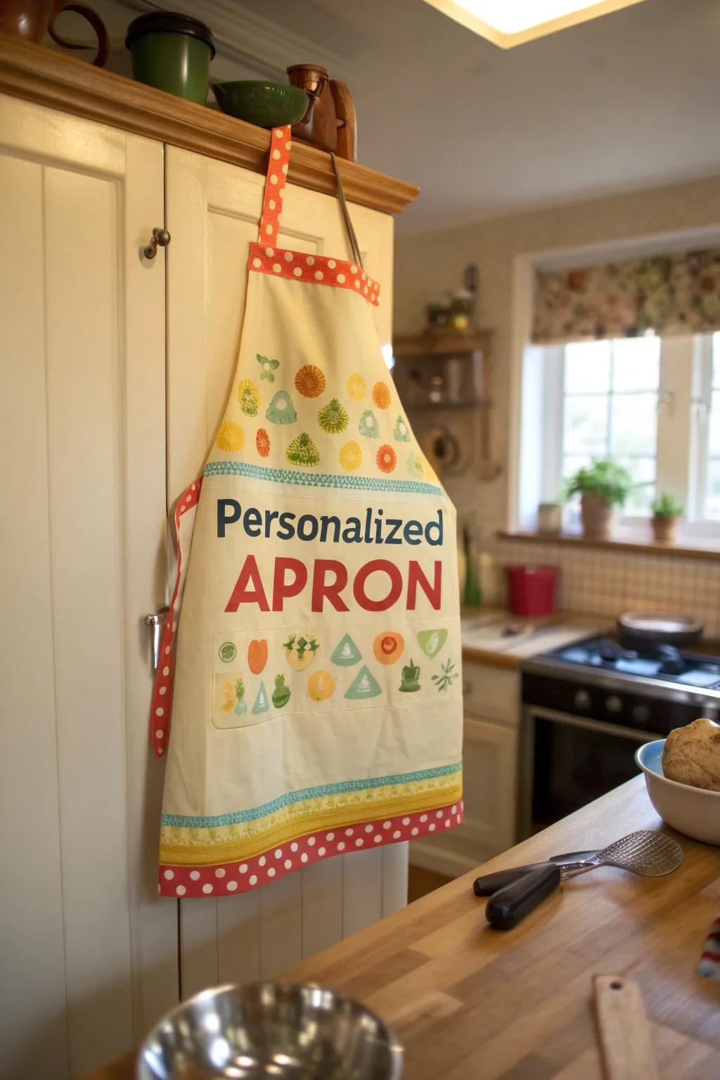 A customized apron ready to inspire culinary creativity.