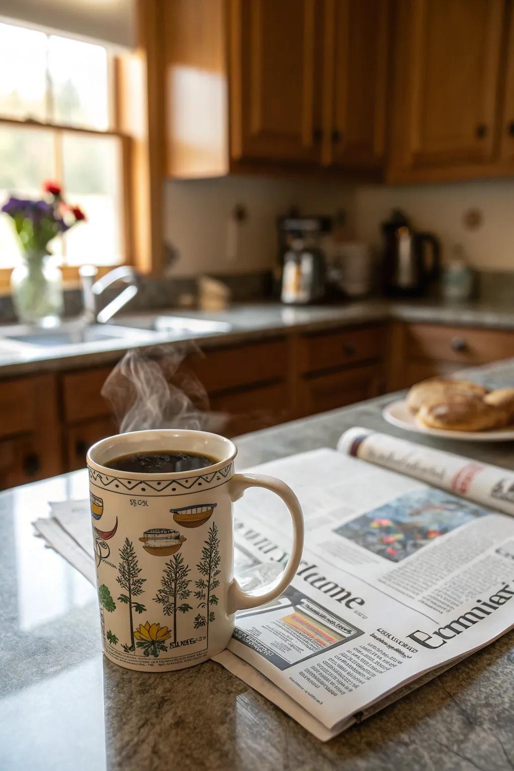 An insulated coffee mug is perfect for her busy morning routine.