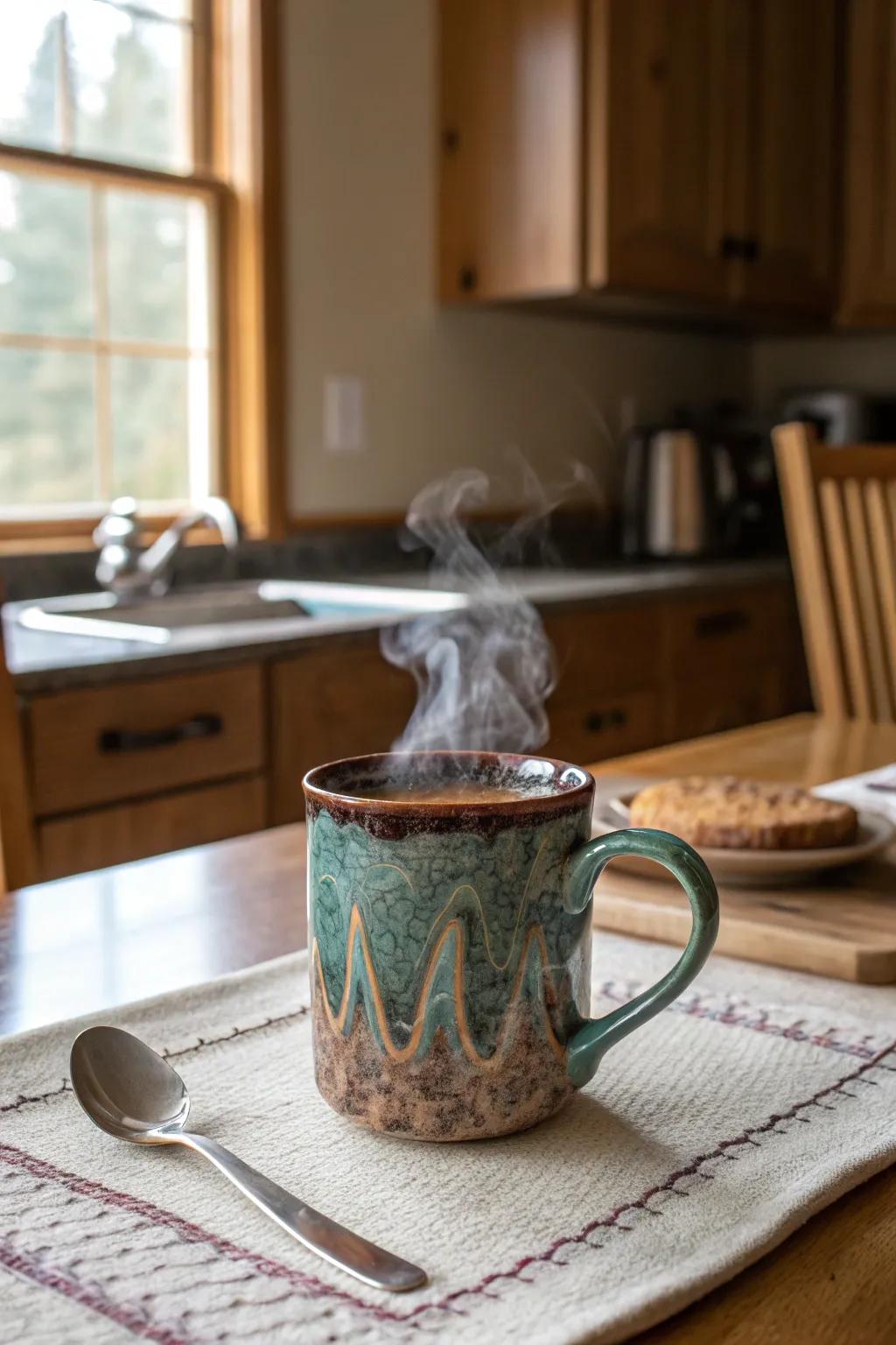 Sip in style with a handmade ceramic mug.