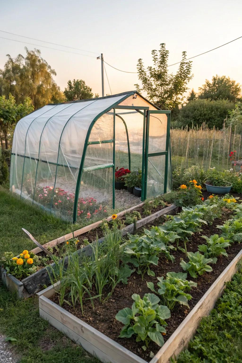 A portable greenhouse extends the growing season for eager gardeners.