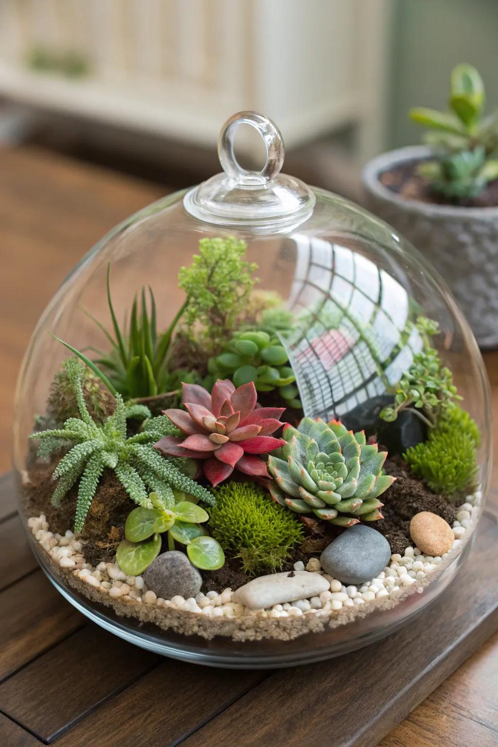 A DIY terrarium kit, bringing nature into her home.