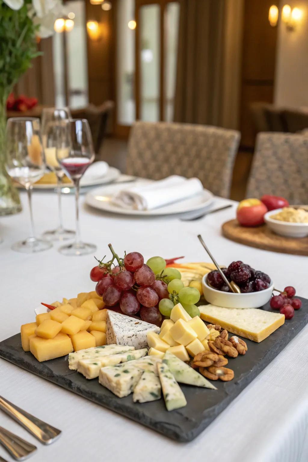 An elegant cheese board makes any gathering more special.