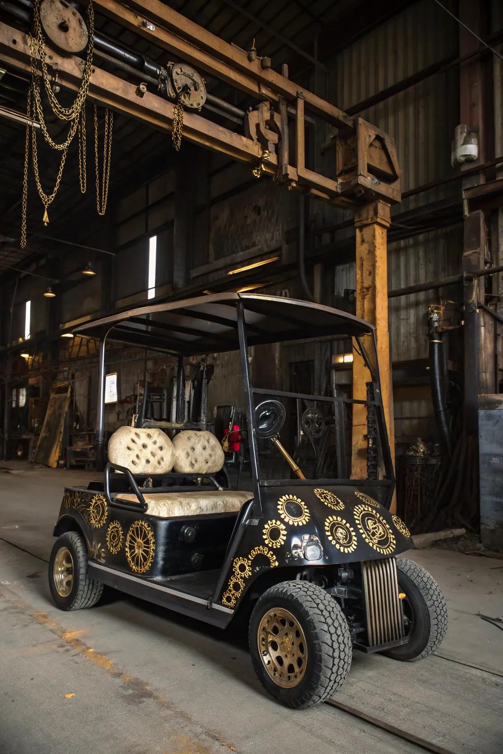 Explore a steampunk fantasy world with your golf cart this Halloween.