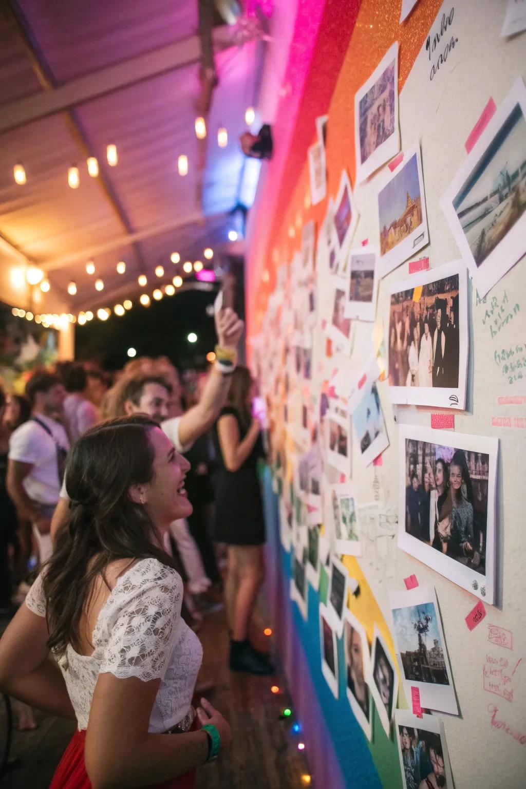 Capture memories with a Polaroid photo wall.