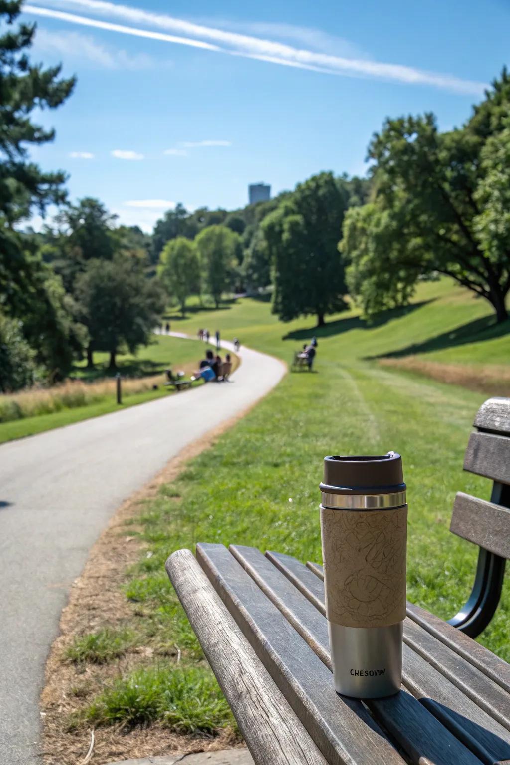 Stay eco-conscious with a stylish travel mug.