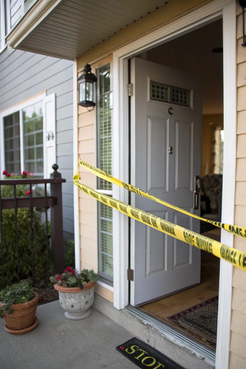 Caution tape adds a dramatic flair to your Halloween decor.