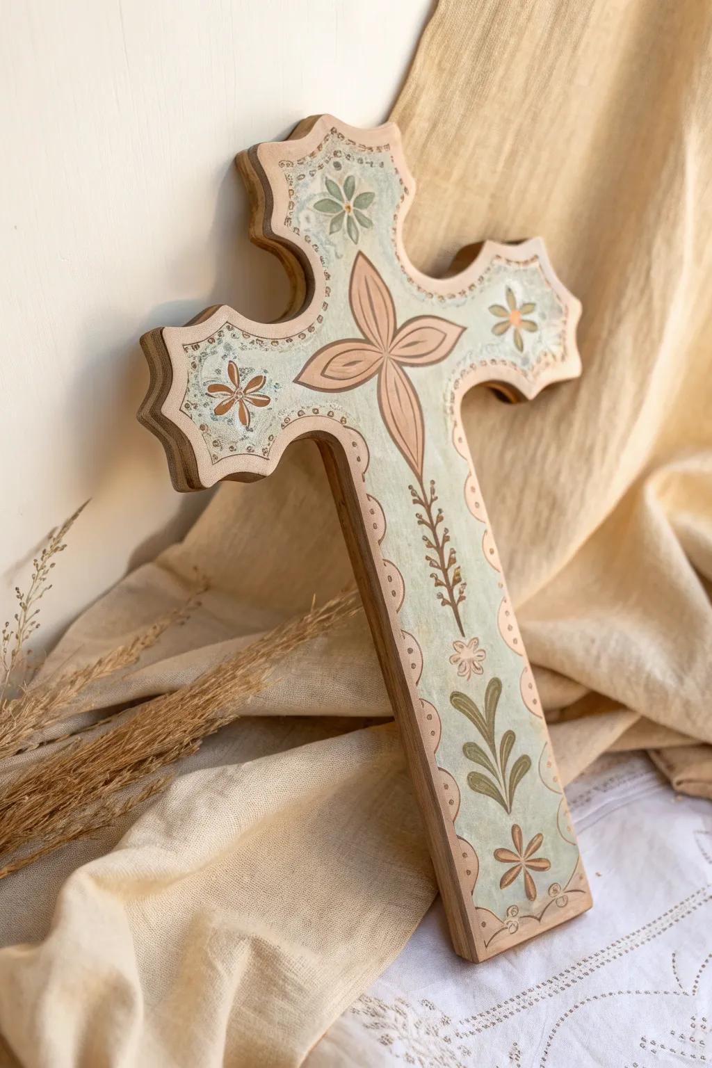 Embrace the unexpected with this uniquely crafted wavy-edged cross, where simplicity meets artistry.