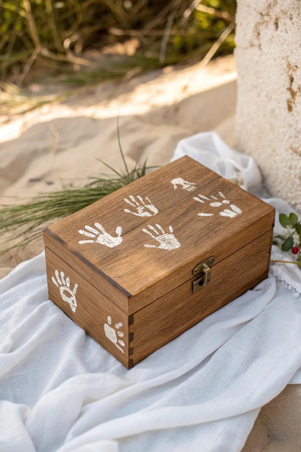 Cherish the moment: A handprint keepsake box that holds life's precious memories.