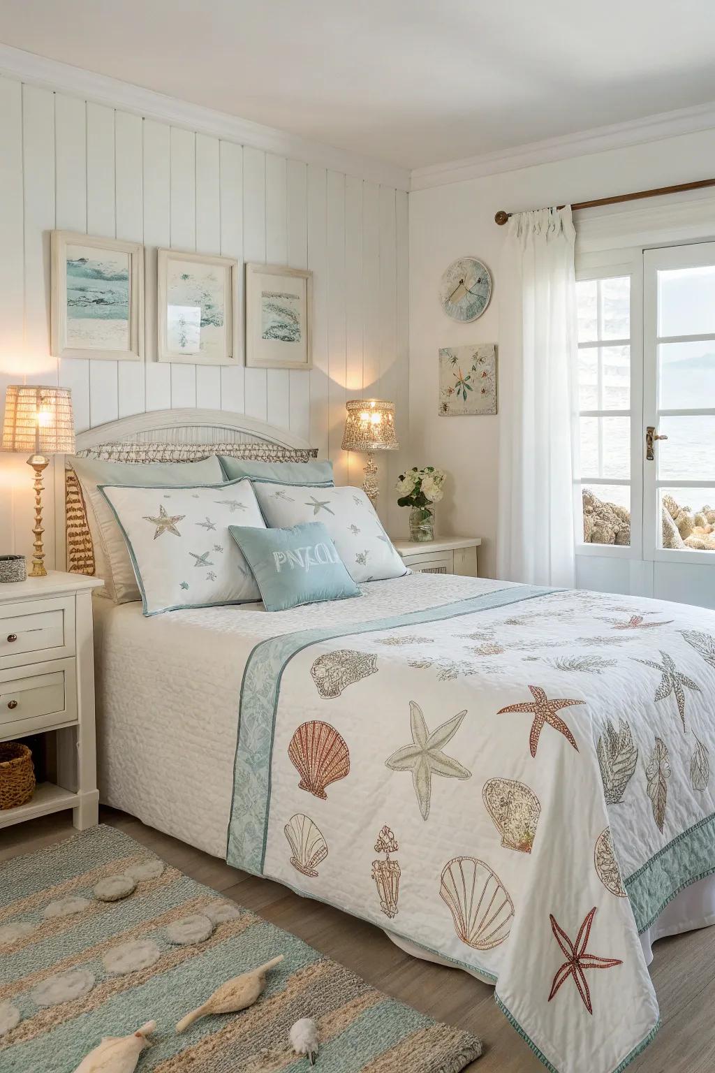 Beach-themed bedding brings a relaxed, ocean-inspired vibe to your bedroom.