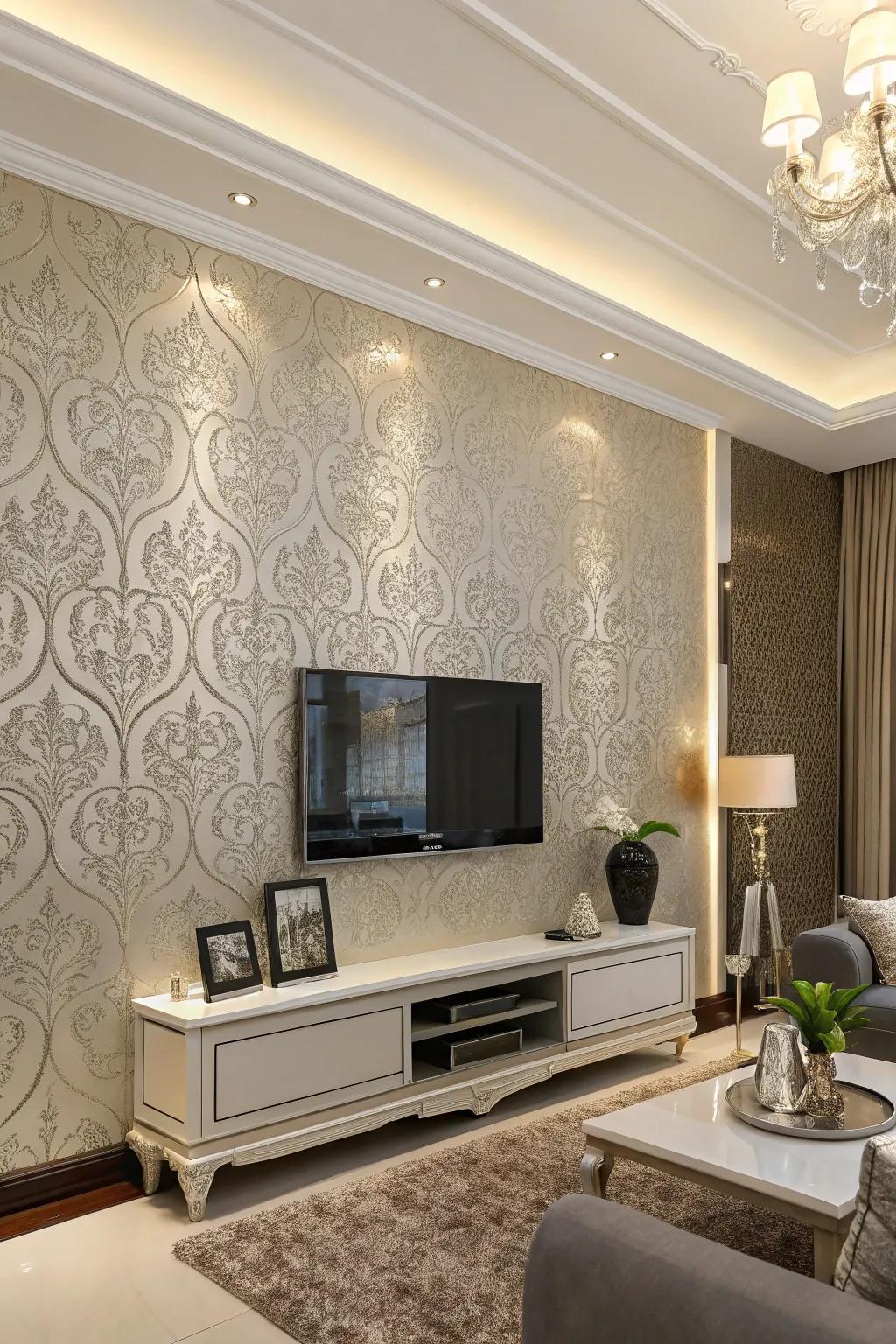 Textured wall coverings add subtle depth and interest to high wall spaces.