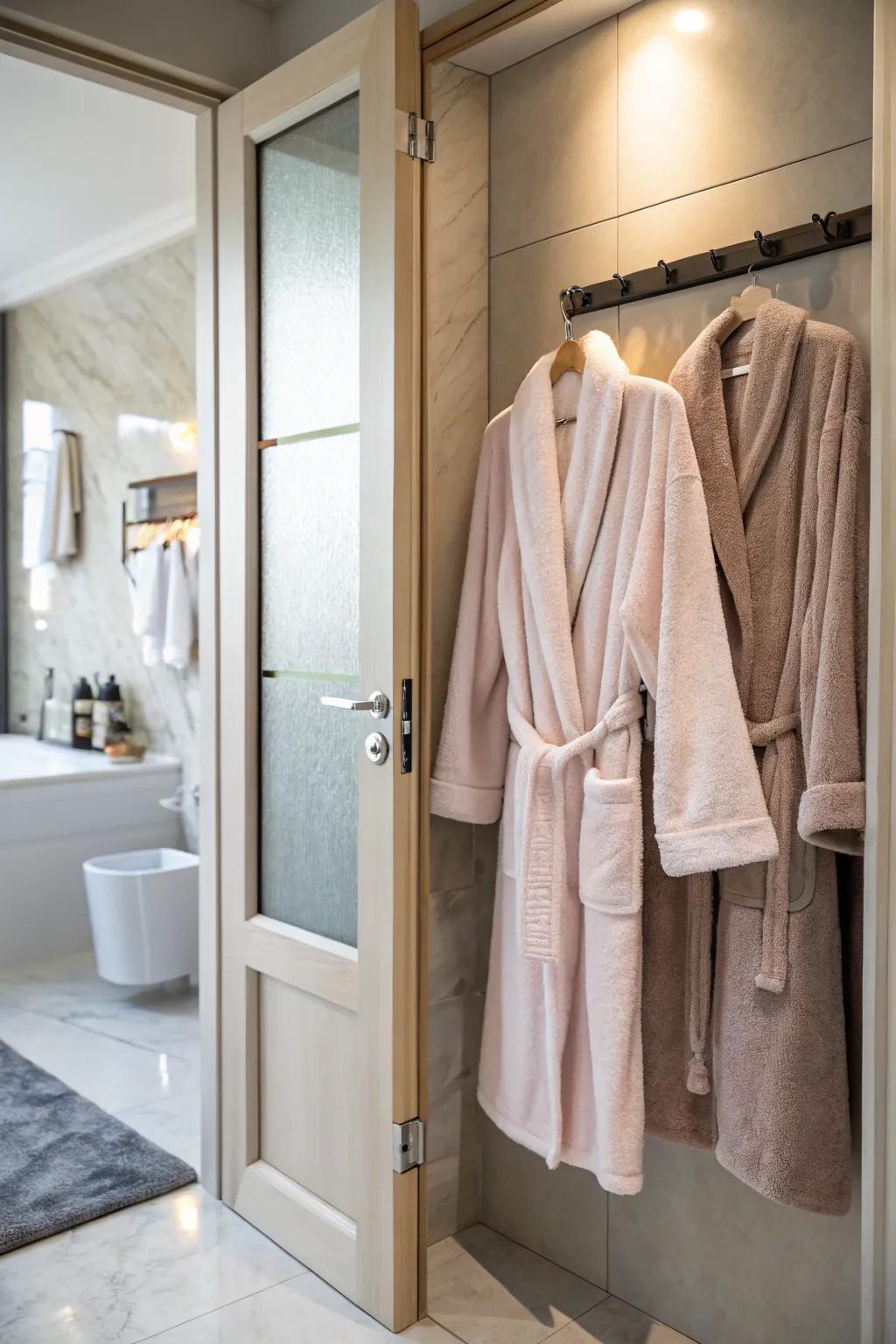 Luxurious his and hers bathrobes for a spa-like comfort.