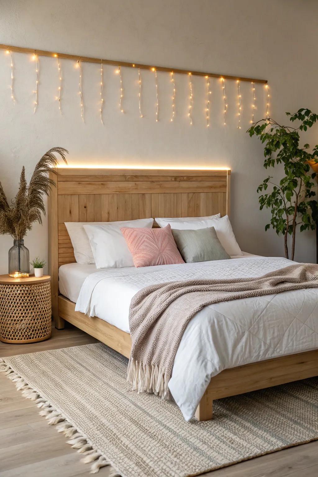 Transform your bedroom with a serene glow: LED-enhanced headboard magic.