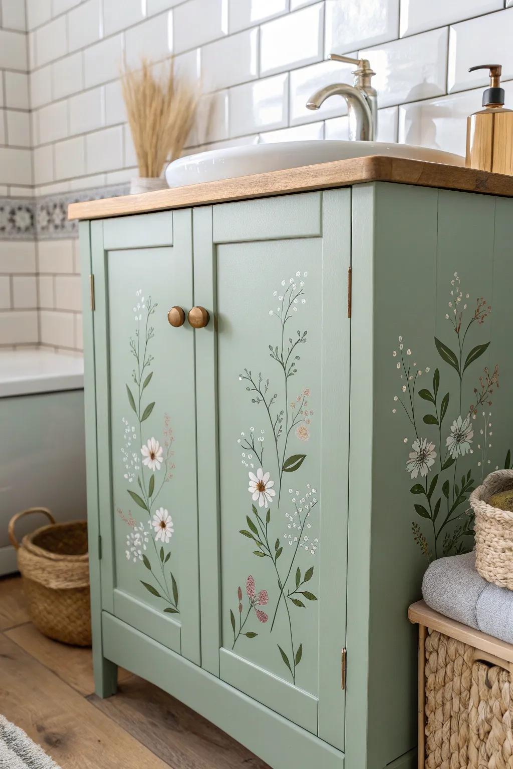 Transform your bathroom effortlessly with charming floral decals for a personalized, boho-chic touch.