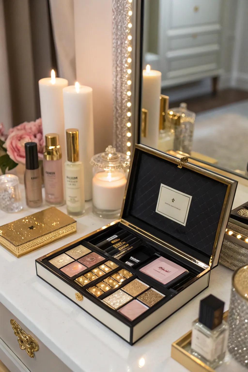 A makeup set that enhances her beauty and confidence.