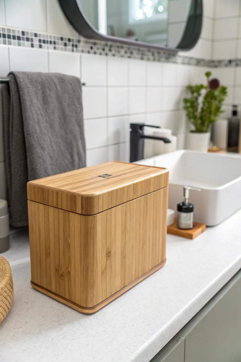 Bamboo boxes offer an eco-friendly and stylish storage option.