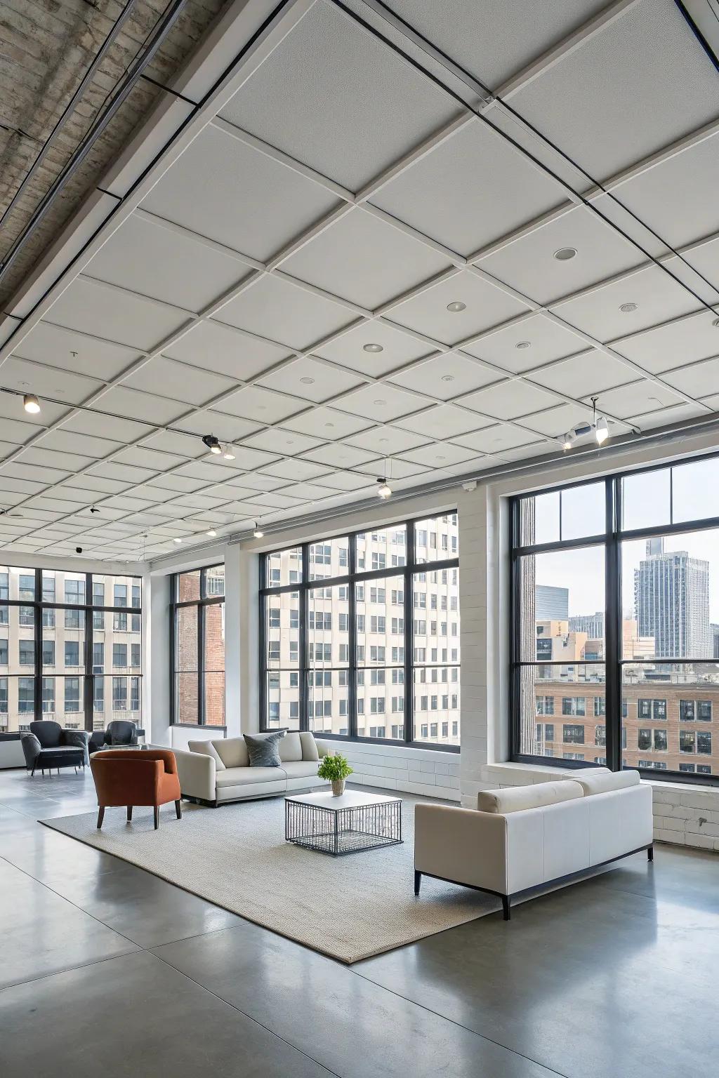 Drop ceiling systems offer a sleek and contemporary touch.